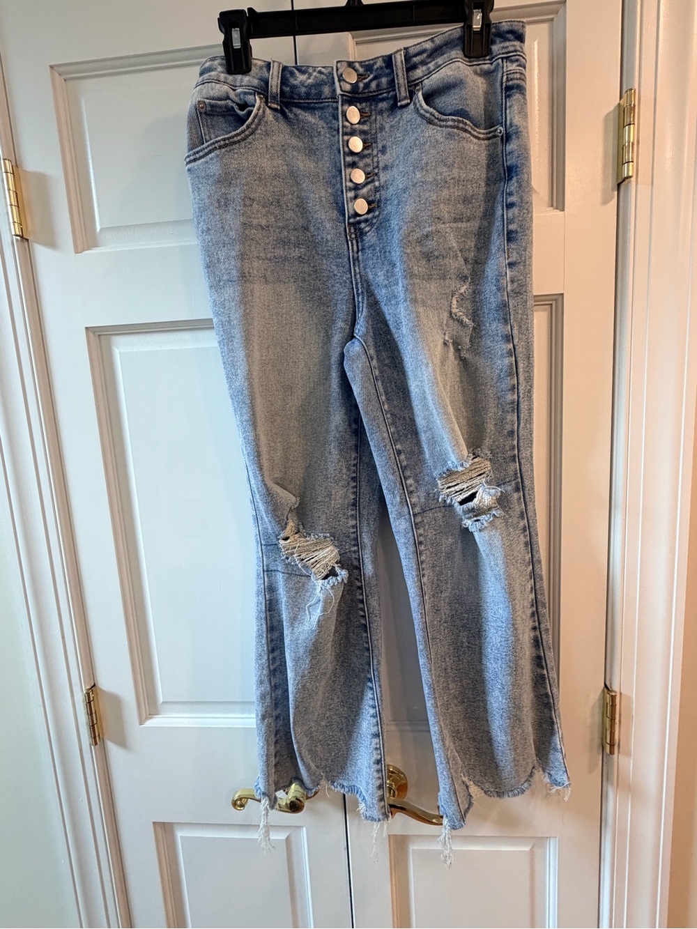 Tinseltown Light Wash Distressed High-Rise Button-Fly Jeans